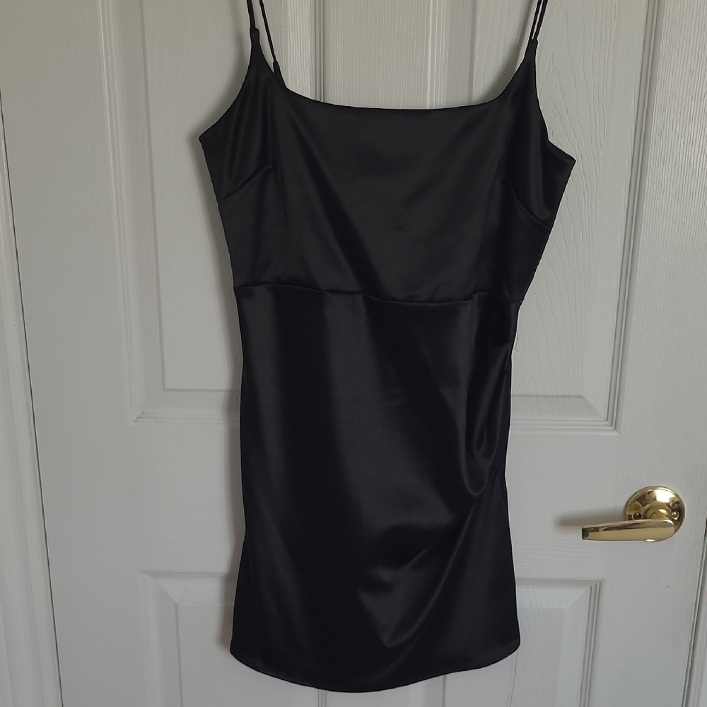 Elegant Black Satin Slip Dress